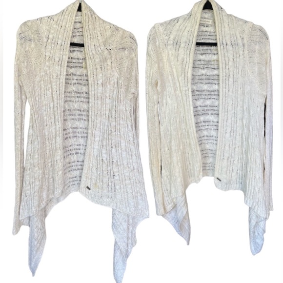 EUC! {Abercrombie & Fitch} A&F Handkerchief Knit Cardigan, Medium. WHITE / CREAM - Picture 3 of 7